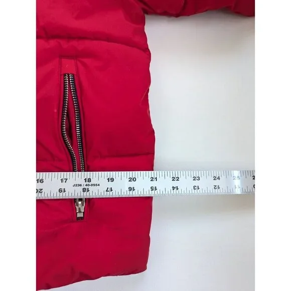 Tommy Hilfiger Tommy Jeans Cropped Women's Red Puffer Jacket Size M - Picture 11 of 15